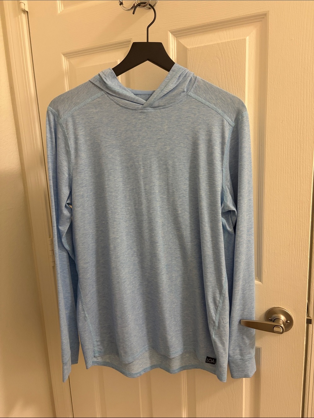 Men's Light Blue Hooded Long-Sleeve Shirt